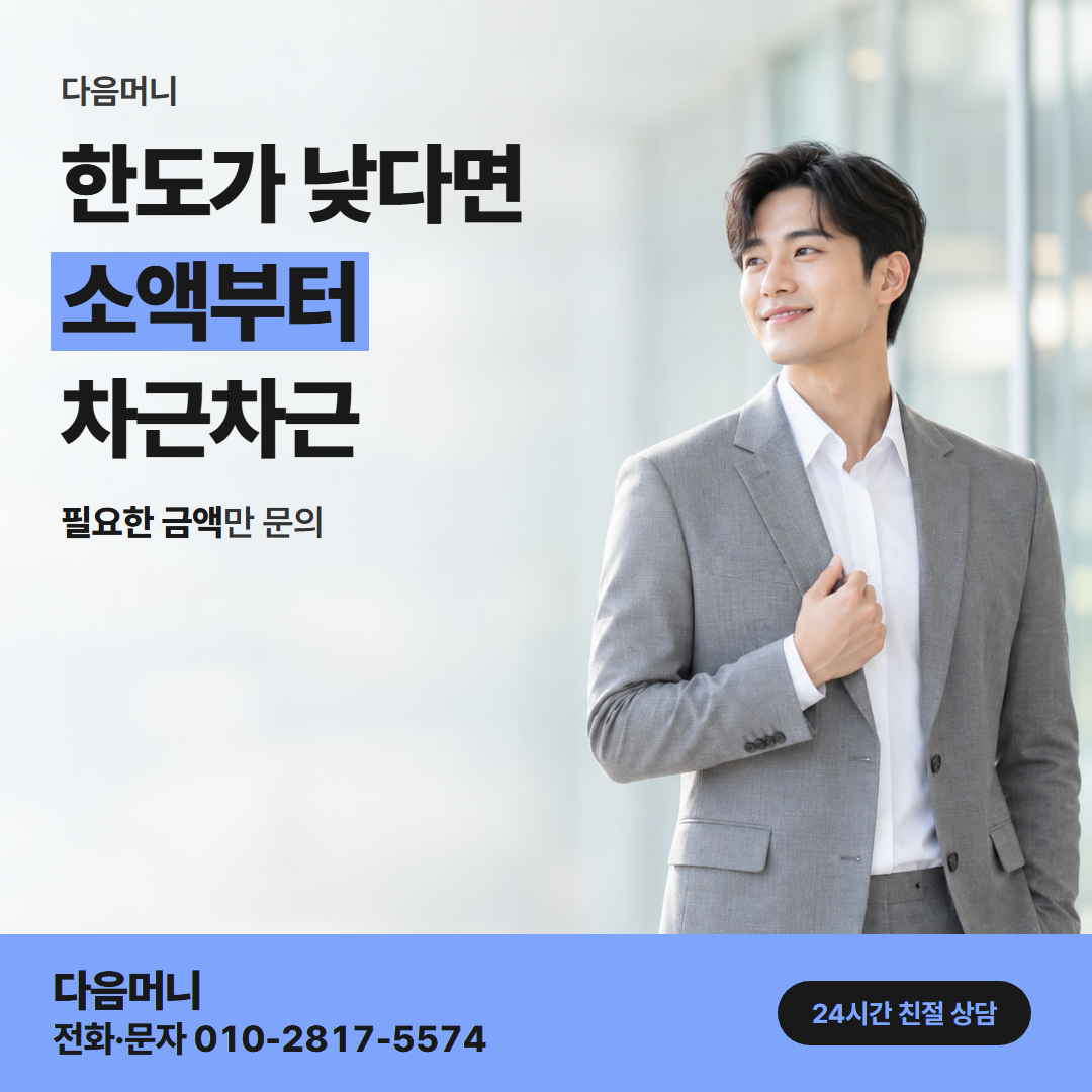 다음머니 카드결제현금화 한도 확인 안내
